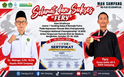 Ukir Prestasi Gemilang, Siswa MAN Sampang Raih Juara 1 Tanding Pencak Silat Tingkat Regional Madura